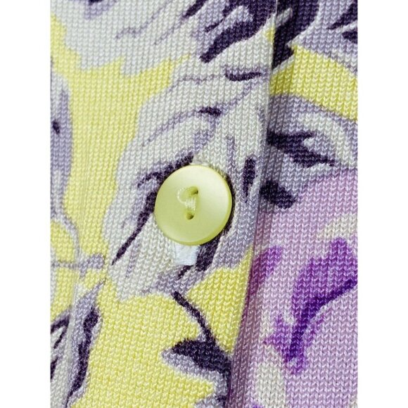 Pendleton Cardigan Sweater Womens Sz Medium Floral Silk Knit 3/4 Button Front - Picture 4 of 10